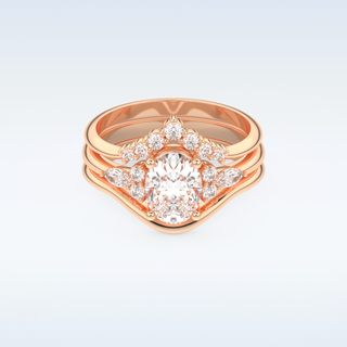 Moissanite Bridal Set – 1.18 CT Oval Cut Engagement Ring with Matching Band 13