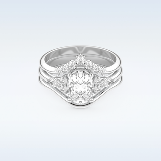Moissanite Bridal Set – 1.18 CT Oval Cut Engagement Ring with Matching Band 1