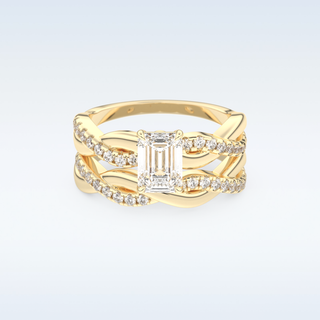 Moissanite Bridal Set – 1.02 CT Emerald Cut Engagement Ring with Matching Band 7