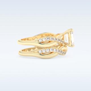 Moissanite Bridal Set – 1.02 CT Emerald Cut Engagement Ring with Matching Band 8