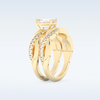 Moissanite Bridal Set – 1.02 CT Emerald Cut Engagement Ring with Matching Band 10