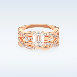 Moissanite Bridal Set – 1.02 CT Emerald Cut Engagement Ring with Matching Band 13