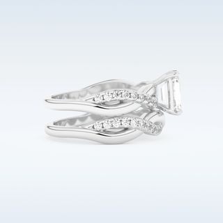 Moissanite Bridal Set – 1.02 CT Emerald Cut Engagement Ring with Matching Band 2