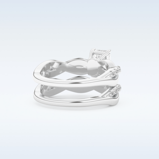 Moissanite Bridal Set – 1.02 CT Emerald Cut Engagement Ring with Matching Band 3