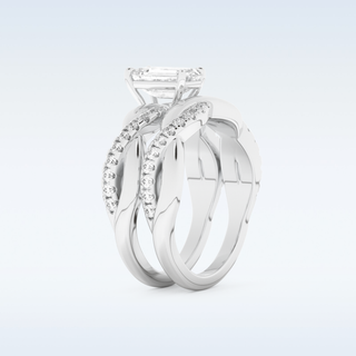 Moissanite Bridal Set – 1.02 CT Emerald Cut Engagement Ring with Matching Band 4
