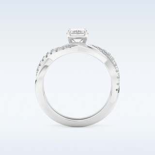 Moissanite Bridal Set – 1.02 CT Emerald Cut Engagement Ring with Matching Band 5