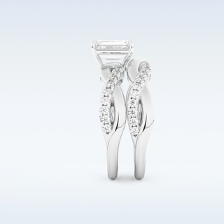 Moissanite Bridal Set – 1.02 CT Emerald Cut Engagement Ring with Matching Band 6