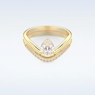 Moissanite Bridal Set – 0.65 CT Pear Cut Engagement Ring with Matching Band 7