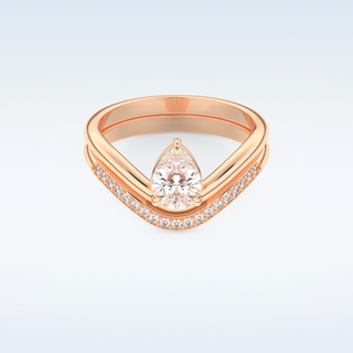 Moissanite Bridal Set – 0.65 CT Pear Cut Engagement Ring with Matching Band 13