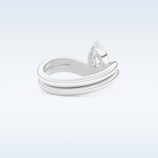 Moissanite Bridal Set – 0.65 CT Pear Cut Engagement Ring with Matching Band 3