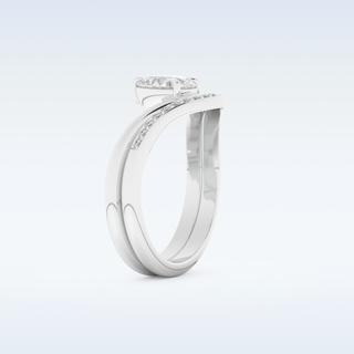 Moissanite Bridal Set – 0.65 CT Pear Cut Engagement Ring with Matching Band 4