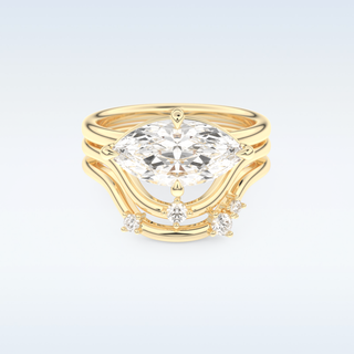Moissanite Bridal Set – 2.24 CT Marquise Cut Engagement Ring with Matching Band 7