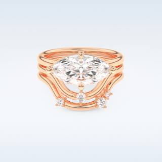 Moissanite Bridal Set – 2.24 CT Marquise Cut Engagement Ring with Matching Band 13
