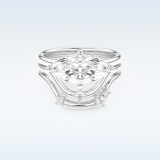 Moissanite Bridal Set – 2.24 CT Marquise Cut Engagement Ring with Matching Band 1
