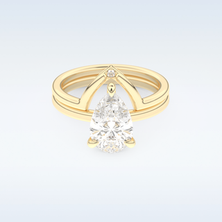 Moissanite Bridal Set – 1.99 CT Pear Cut Engagement Ring with Matching Band 7