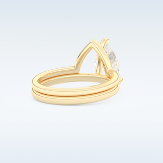Moissanite Bridal Set – 1.99 CT Pear Cut Engagement Ring with Matching Band 9