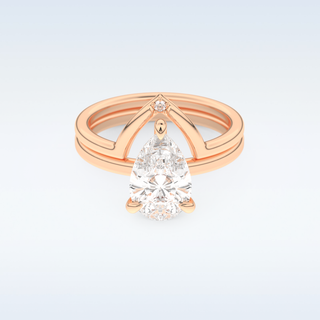 Moissanite Bridal Set – 1.99 CT Pear Cut Engagement Ring with Matching Band 13