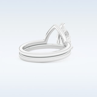 Moissanite Bridal Set – 1.99 CT Pear Cut Engagement Ring with Matching Band 3