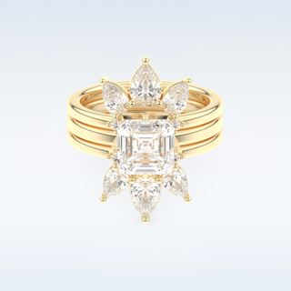 Moissanite Bridal Set – 1.78 CT Asscher Cut Engagement Ring with Matching Band 7