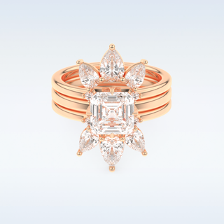 Moissanite Bridal Set – 1.78 CT Asscher Cut Engagement Ring with Matching Band 13