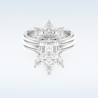 Moissanite Bridal Set – 1.78 CT Asscher Cut Engagement Ring with Matching Band 1