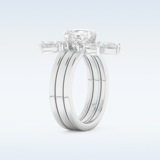 Moissanite Bridal Set – 1.78 CT Asscher Cut Engagement Ring with Matching Band 4