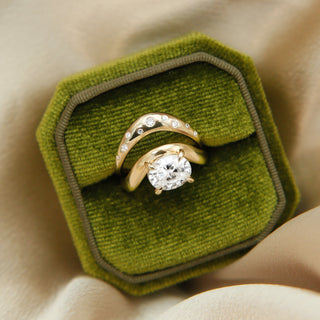 Round Swirl Semi Pave Engagement Ring – 1 CT Moissanite Diamond