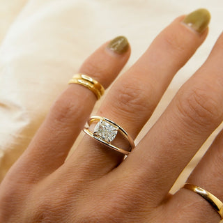 Round Swirl Semi Pave Engagement Ring – 1 CT Moissanite Diamond