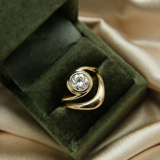 Round Swirl Semi Pave Engagement Ring – 1 CT Moissanite Diamond