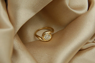 Round Swirl Semi Pave Engagement Ring – 1 CT Moissanite Diamond