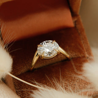 Round Swirl Semi Pave Engagement Ring – 1 CT Moissanite Diamond