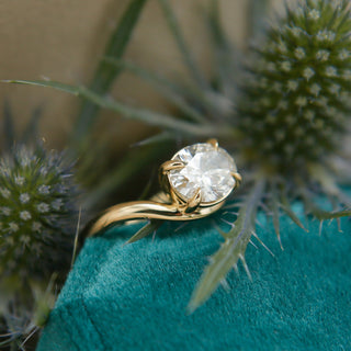 Round Swirl Semi Pave Engagement Ring – 1 CT Moissanite Diamond