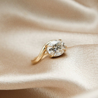 Round Swirl Semi Pave Engagement Ring – 1 CT Moissanite Diamond
