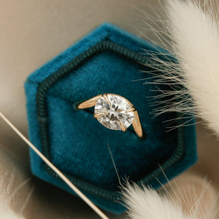 Round Swirl Semi Pave Engagement Ring – 1 CT Moissanite Diamond