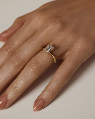 Emerald Pave Engagement Ring – 1 CT Lab Grown Diamond