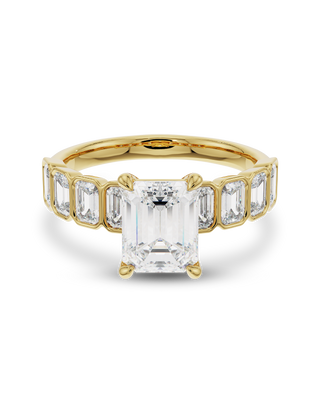 Emerald Pave Engagement Ring – 1 CT Lab Grown Diamond