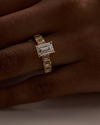 Emerald Pave Engagement Ring – 1 CT Lab Grown Diamond