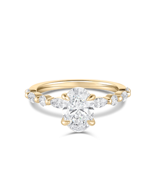 Emerald Pave Engagement Ring – 1 CT Lab Grown Diamond