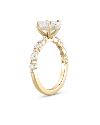 Emerald Pave Engagement Ring – 1 CT Lab Grown Diamond