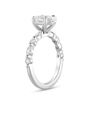 Emerald Pave Engagement Ring – 1 CT Lab Grown Diamond