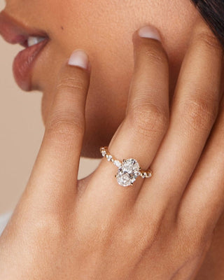 Emerald Pave Engagement Ring – 1 CT Lab Grown Diamond