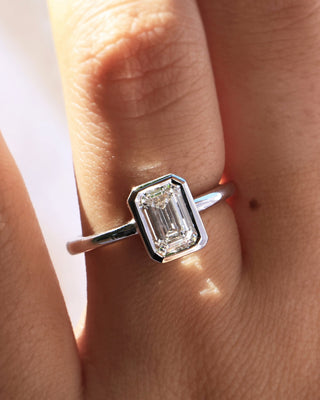 Emerald Pave Engagement Ring – 1 CT Lab Grown Diamond