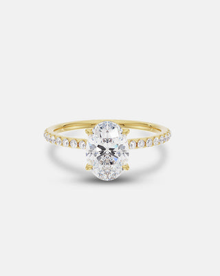 Emerald Pave Engagement Ring – 1 CT Lab Grown Diamond