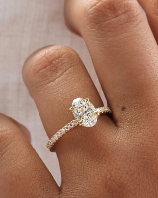 Emerald Pave Engagement Ring – 1 CT Lab Grown Diamond