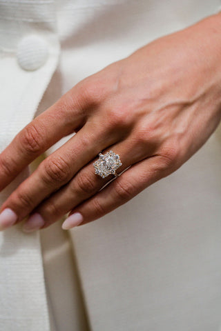 Round Swirl Semi Pave Engagement Ring – 1 CT Moissanite Diamond