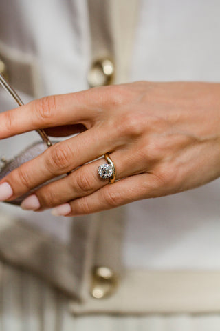 Round Swirl Semi Pave Engagement Ring – 1 CT Moissanite Diamond
