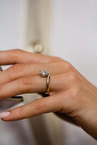 Round Swirl Semi Pave Engagement Ring – 1 CT Moissanite Diamond