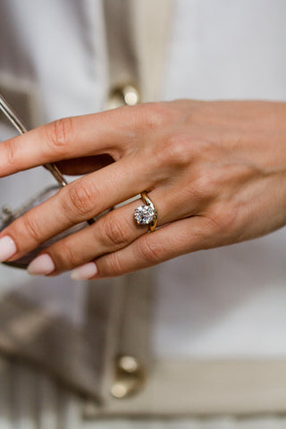 Round Swirl Semi Pave Engagement Ring – 1 CT Moissanite Diamond