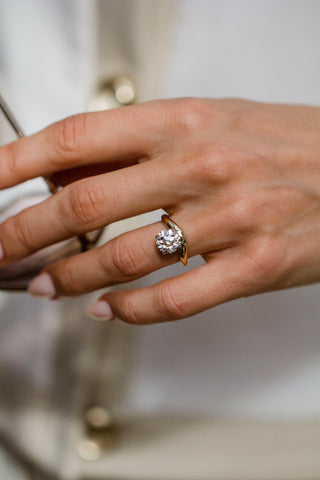 Round Swirl Semi Pave Engagement Ring – 1 CT Moissanite Diamond
