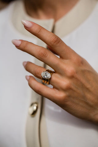 Round Swirl Semi Pave Engagement Ring – 1 CT Moissanite Diamond